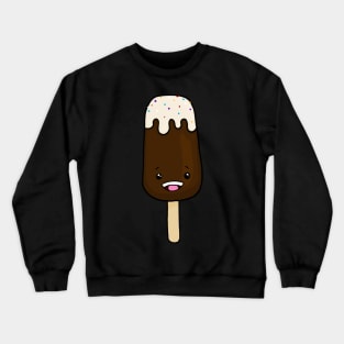 Kawaii Ice Cream with Chocolate Shell,Vanilla Drizzle, and Rainbow Sprinkles Crewneck Sweatshirt